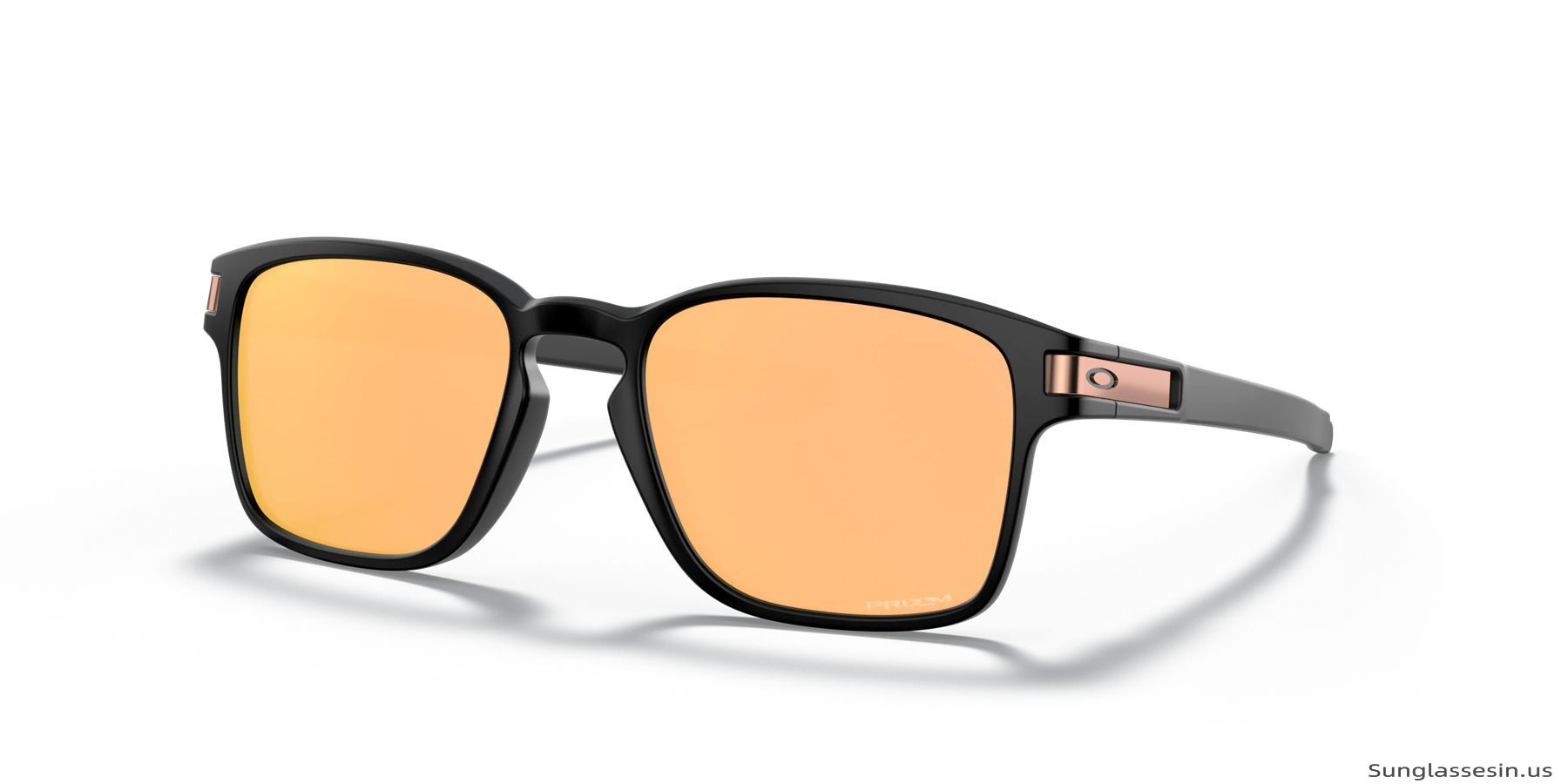 Oakley Latch Square Low Bridge Fit Sunglasses Matte Black Frame Prizm Rose  Gold Lens